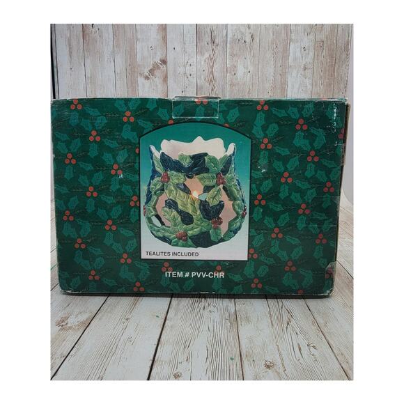 Vintage Christmas Holly Porcelain Votive Holders Set Of 6 Tealites Not Included - Picture 1 of 5